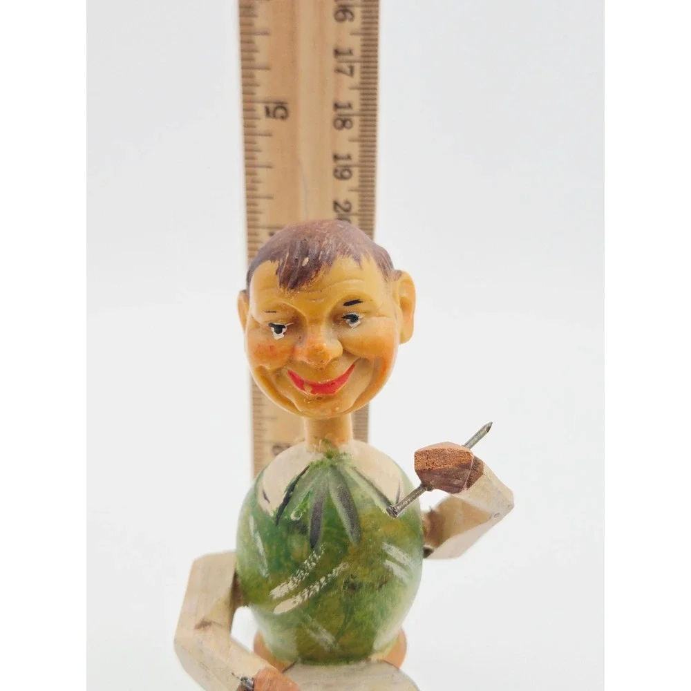 Vintage ANRI Italy Mechanical Wood Bottle Stopper Drummer Boy *Works